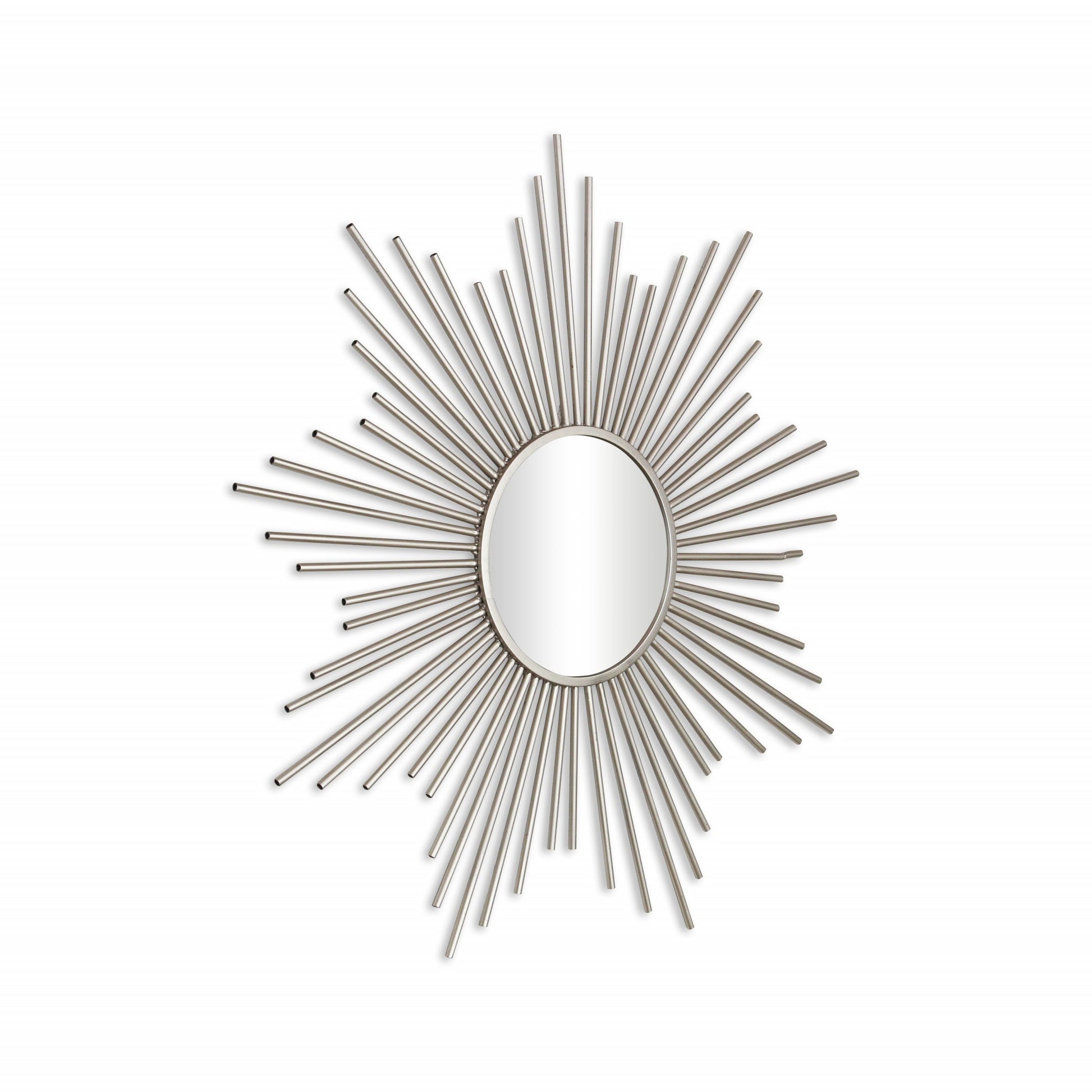 Striking Silver Metal Sunburst Design Wall Mirror By Homeroots | Mirrors | Modishstore
