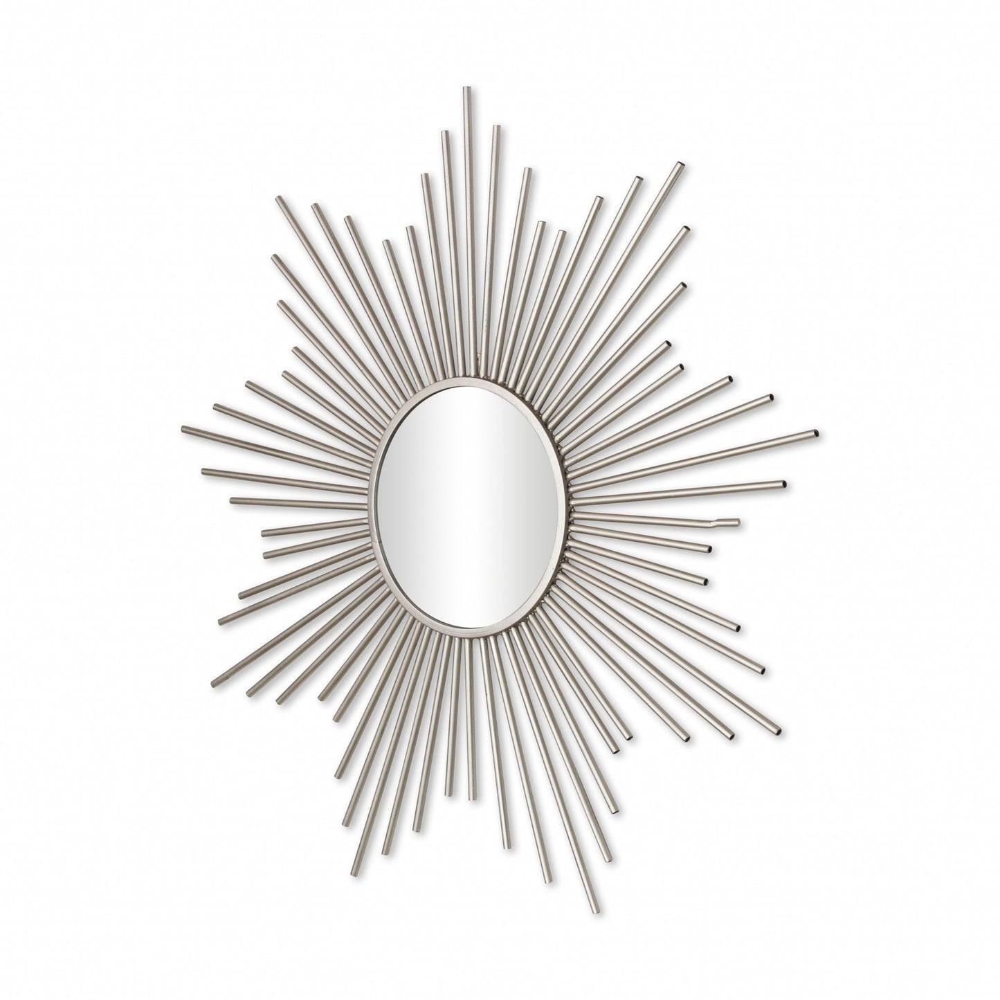 Striking Silver Metal Sunburst Design Wall Mirror By Homeroots | Mirrors | Modishstore - 2