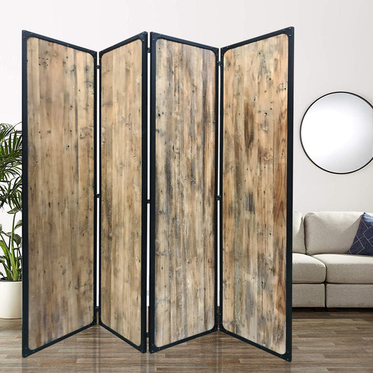 4 Panel Brown Room Divider By Homeroots | Room Dividers | Modishstore