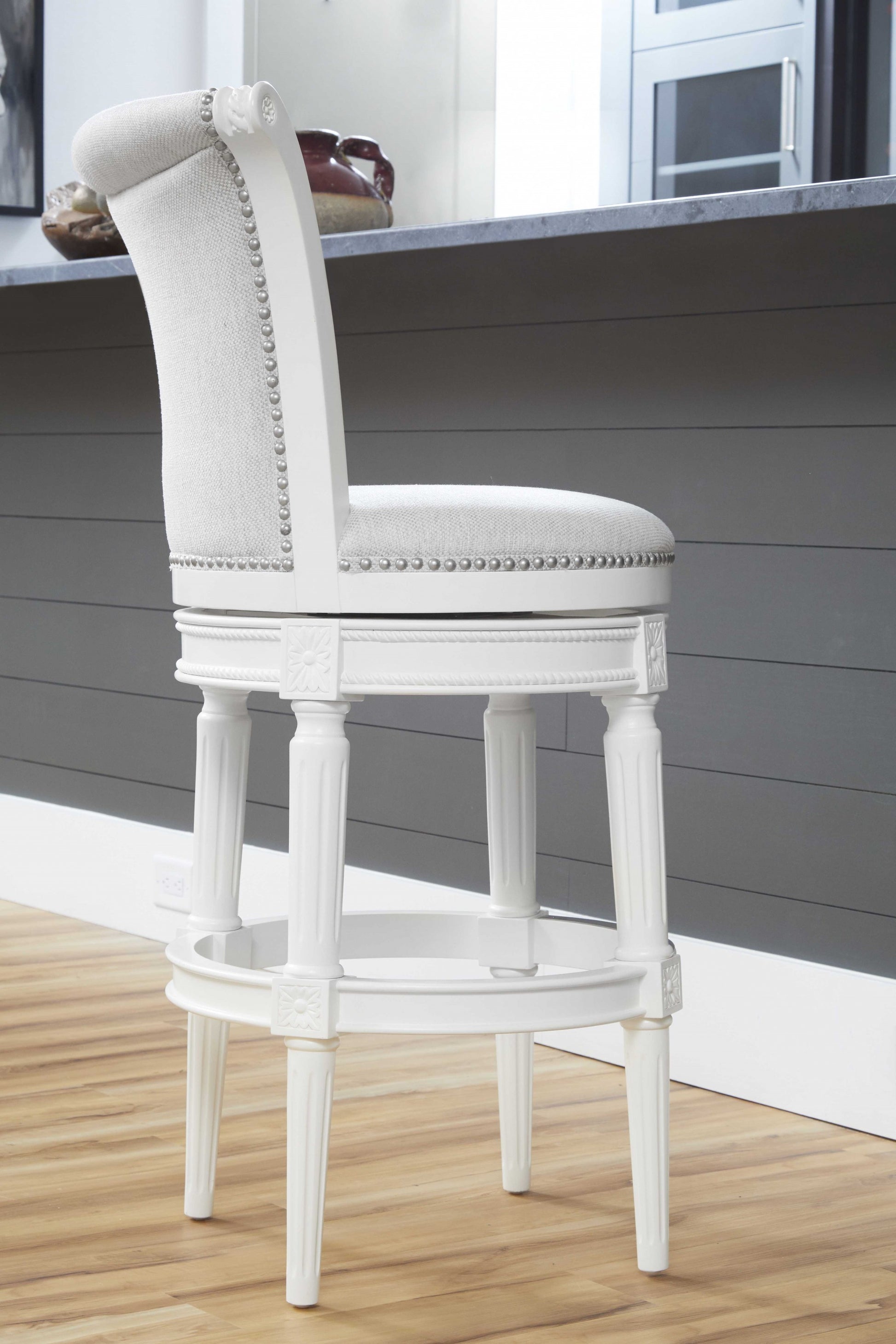 Modern Farmhouse White Swivel Bar Stool By Homeroots | Bar Stools | Modishstore - 3