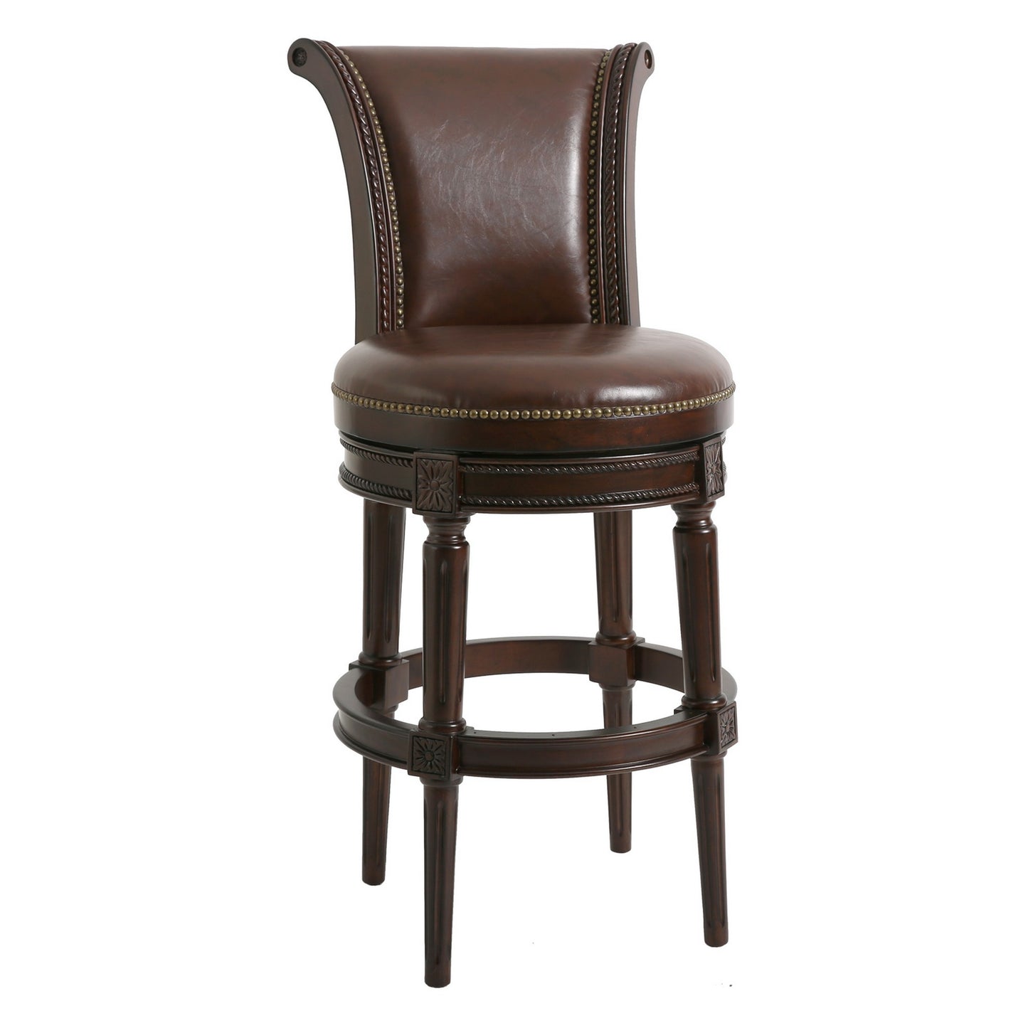 39" Walnut Hardwood Frame Upholstered Bar Stool By Homeroots | Bar Stools | Modishstore - 3