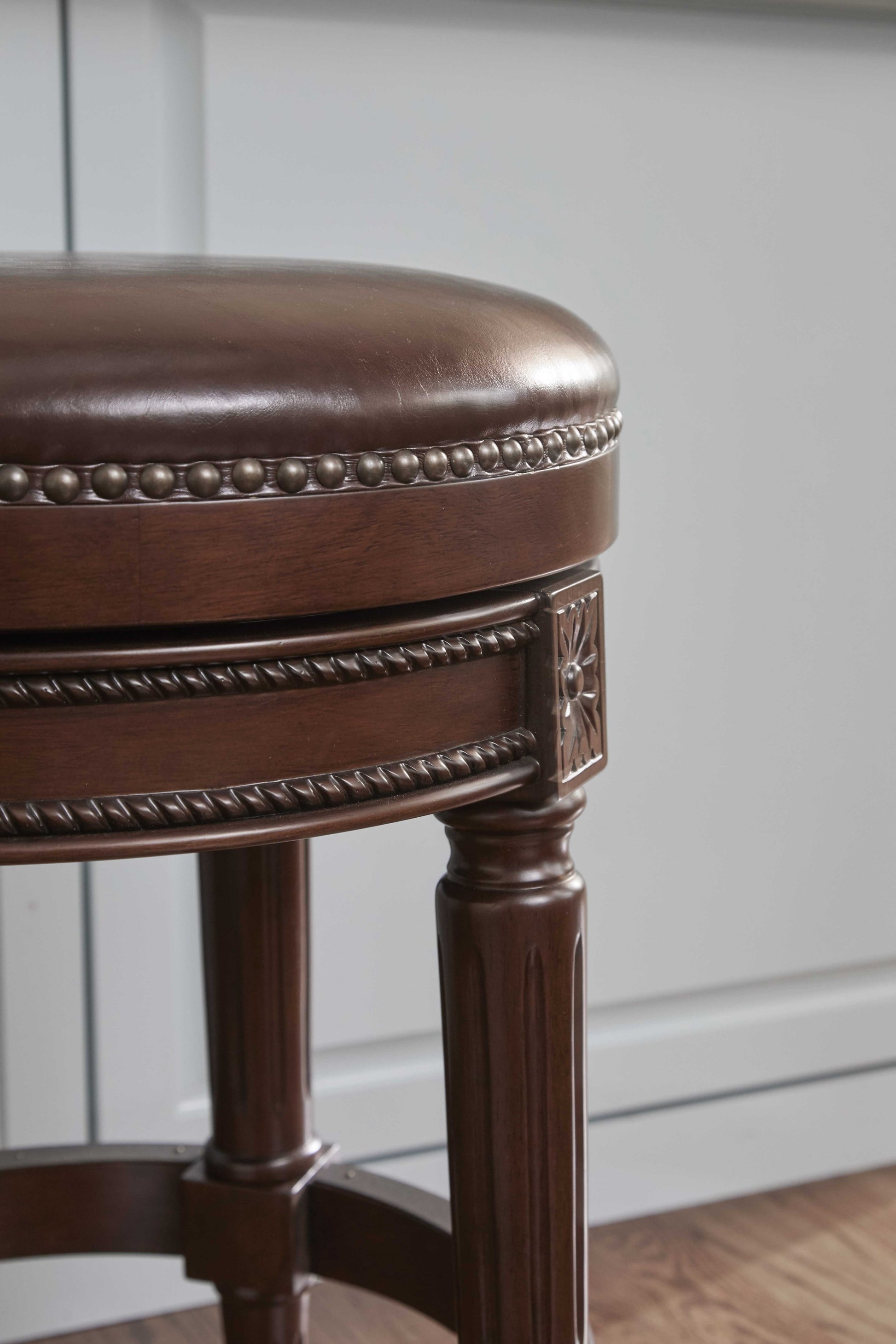 Counter Height Stool In Distressed Walnut Finished By Homeroots | Counter Stools | Modishstore - 3