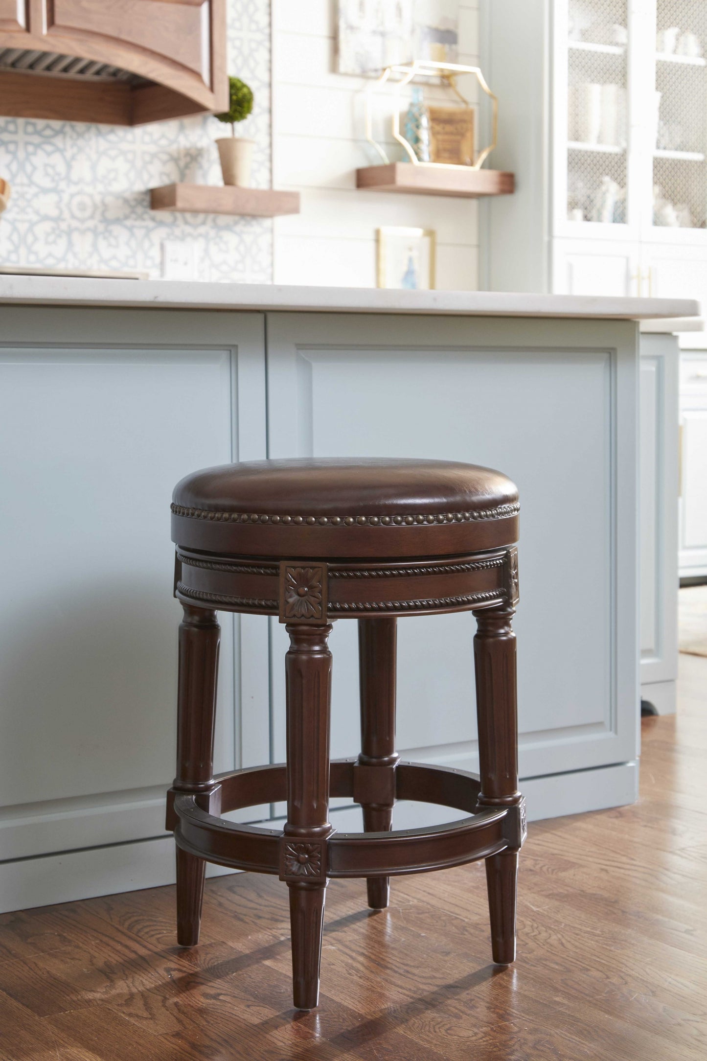 Counter Height Stool In Distressed Walnut Finished By Homeroots | Counter Stools | Modishstore - 4