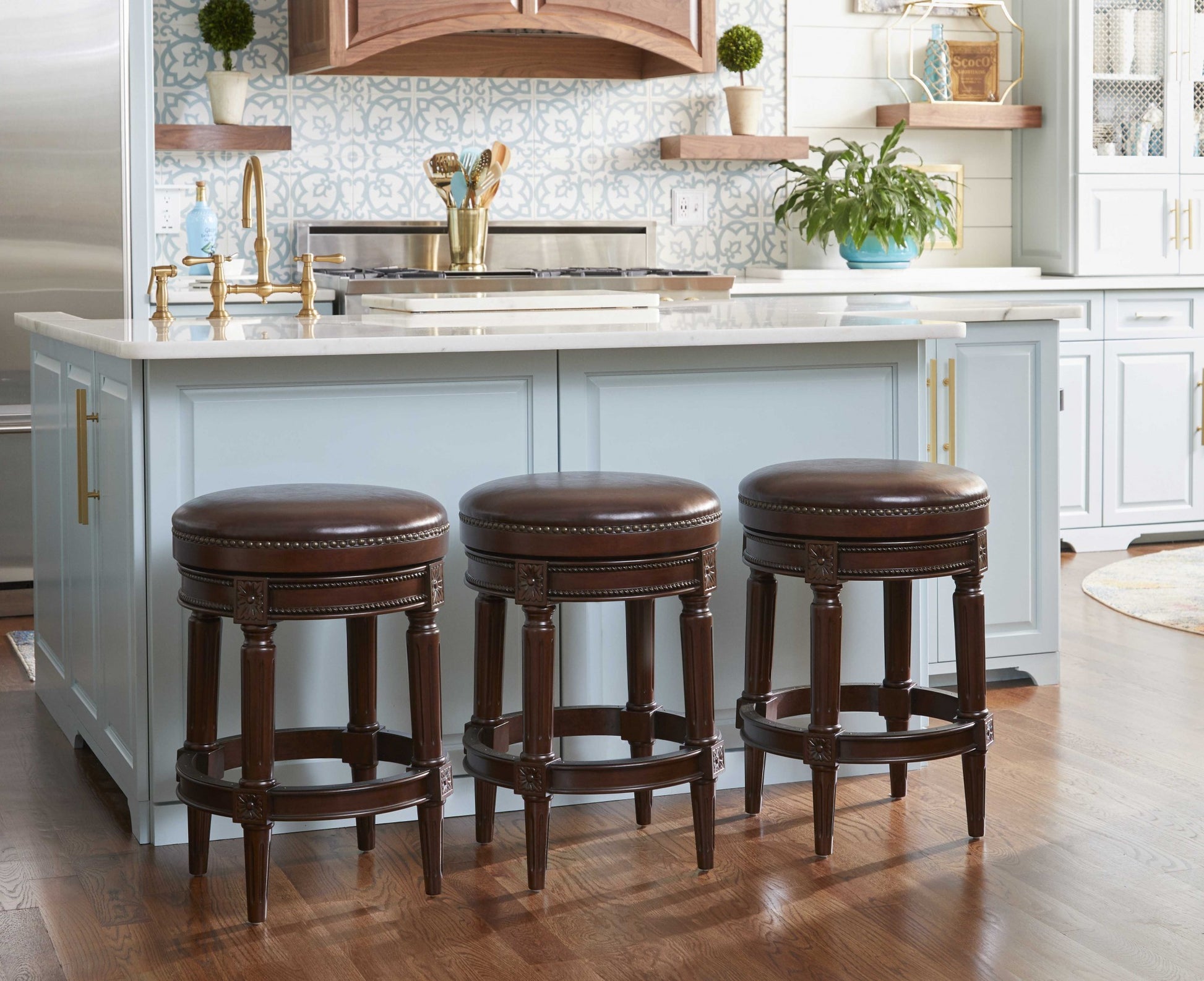 Counter Height Stool In Distressed Walnut Finished By Homeroots | Counter Stools | Modishstore - 5