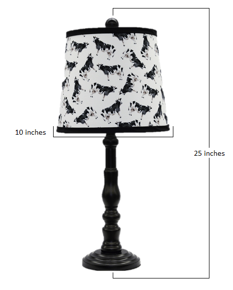 Black Traditional Table Lamp with Cow Printed Shade By Homeroots | Table Lamps | Modishstore - 2