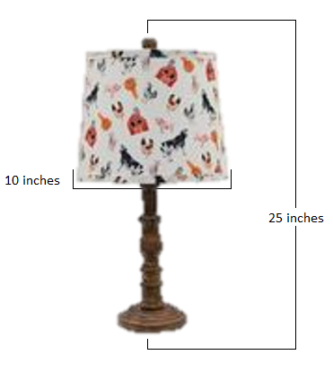 Brown Traditional Table Lamp with Farm Animal Printed Shade By Homeroots | Table Lamps | Modishstore