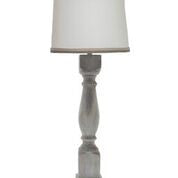 Brown Washed Wood Finish Table Lamp with White Linen Shade By Homeroots | Table Lamps | Modishstore