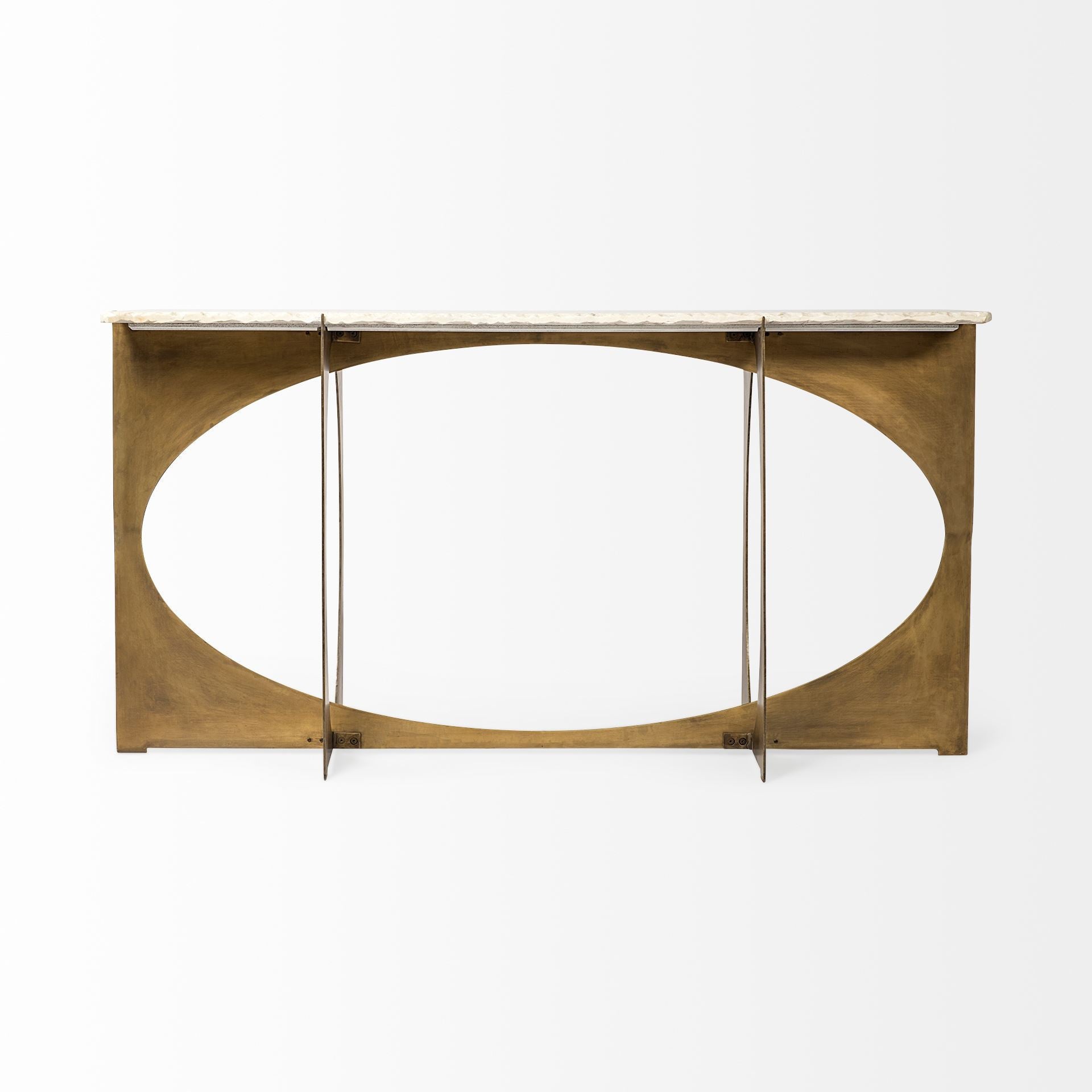 Rectangular White Marble Console Table With Gold Metal Base By Homeroots | Console Tables | Modishstore - 2