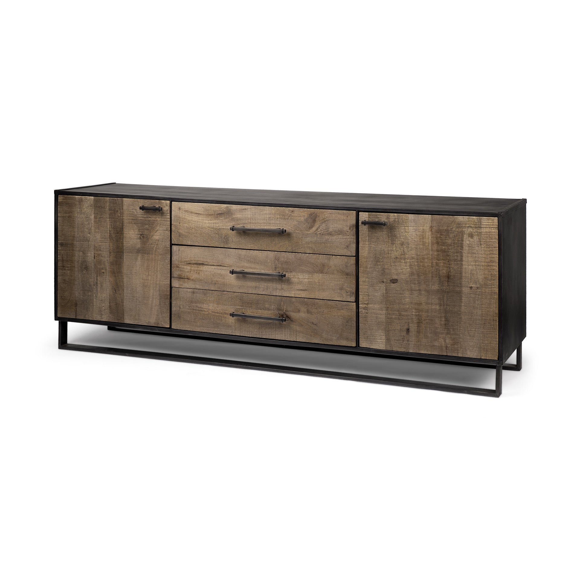 Brown Solid Mango Wood Finish Sideboard With 3 Drawers And 2 Cabinet Doors By Homeroots | Cabinets | Modishstore