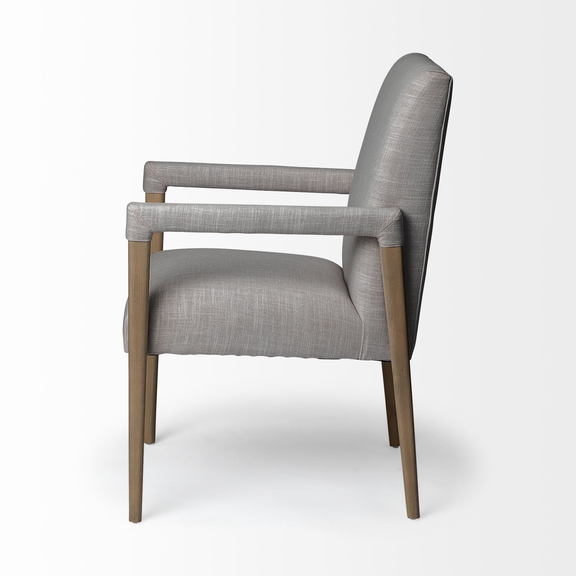 Grey Fabric Wrap With Brown Wooden Frame Dining Chair By Homeroots | Dining Chairs | Modishstore - 5