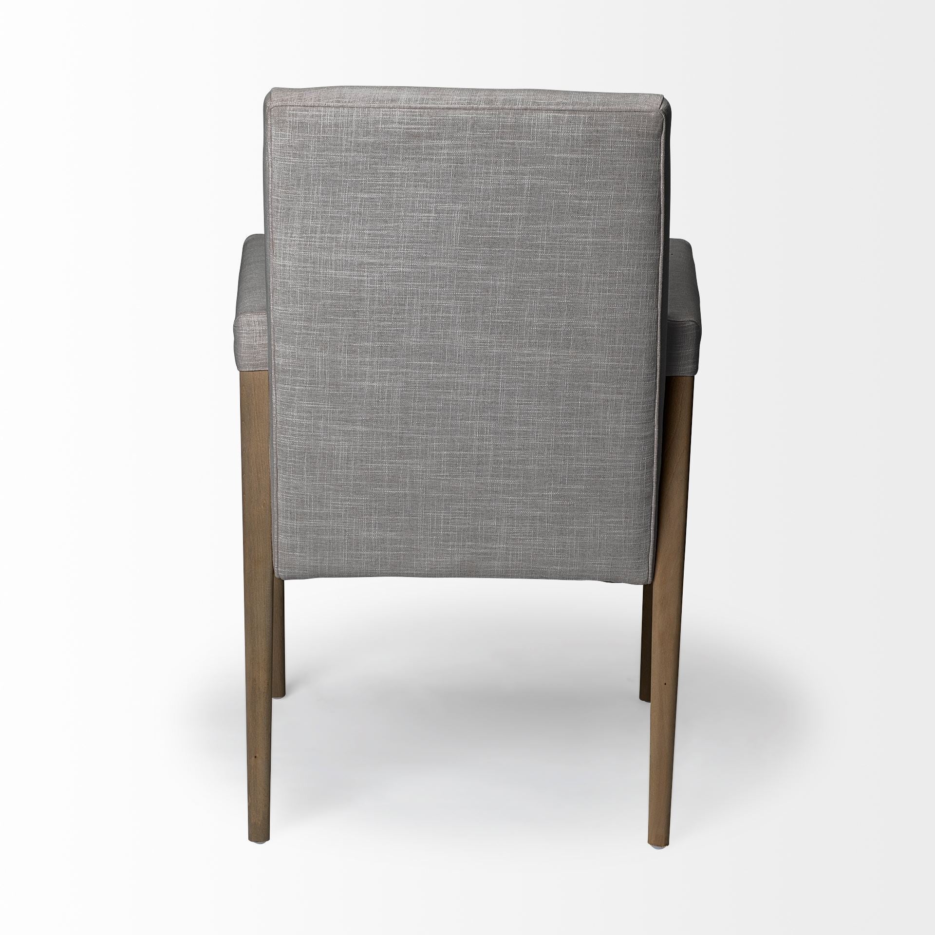 Grey Fabric Wrap With Brown Wooden Frame Dining Chair By Homeroots | Dining Chairs | Modishstore - 6