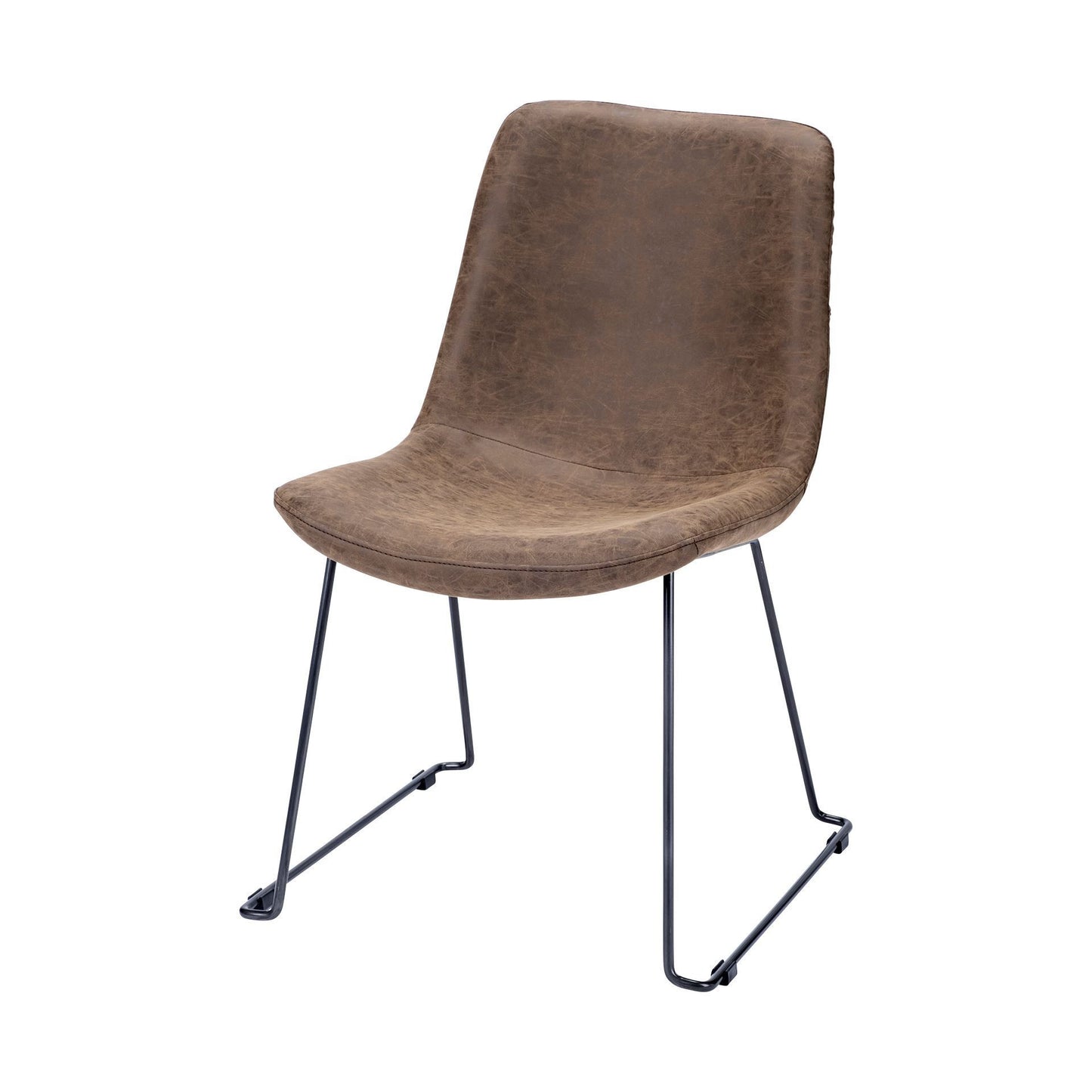 Brown Faux Leather Seat With Black Iron Frame Dining Chair By Homeroots - 380430 | Dining Chairs | Modishstore - 2