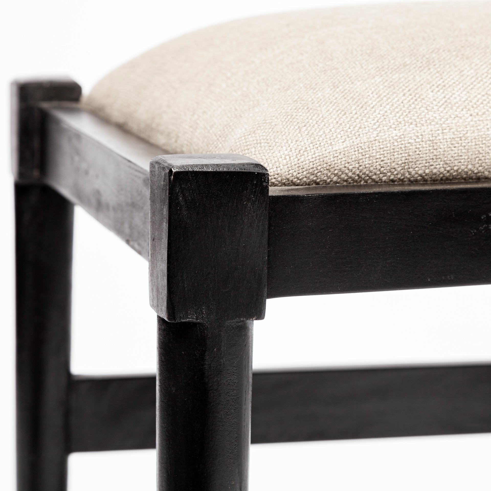 Linen Seat With Black Wooden Base Dining Chair By Homeroots | Dining Chairs | Modishstore - 8