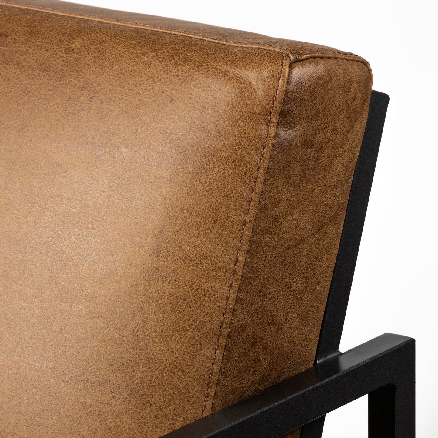 Modern Caramel Leather Accent Armchair By Homeroots | Accent Chairs | Modishstore - 6