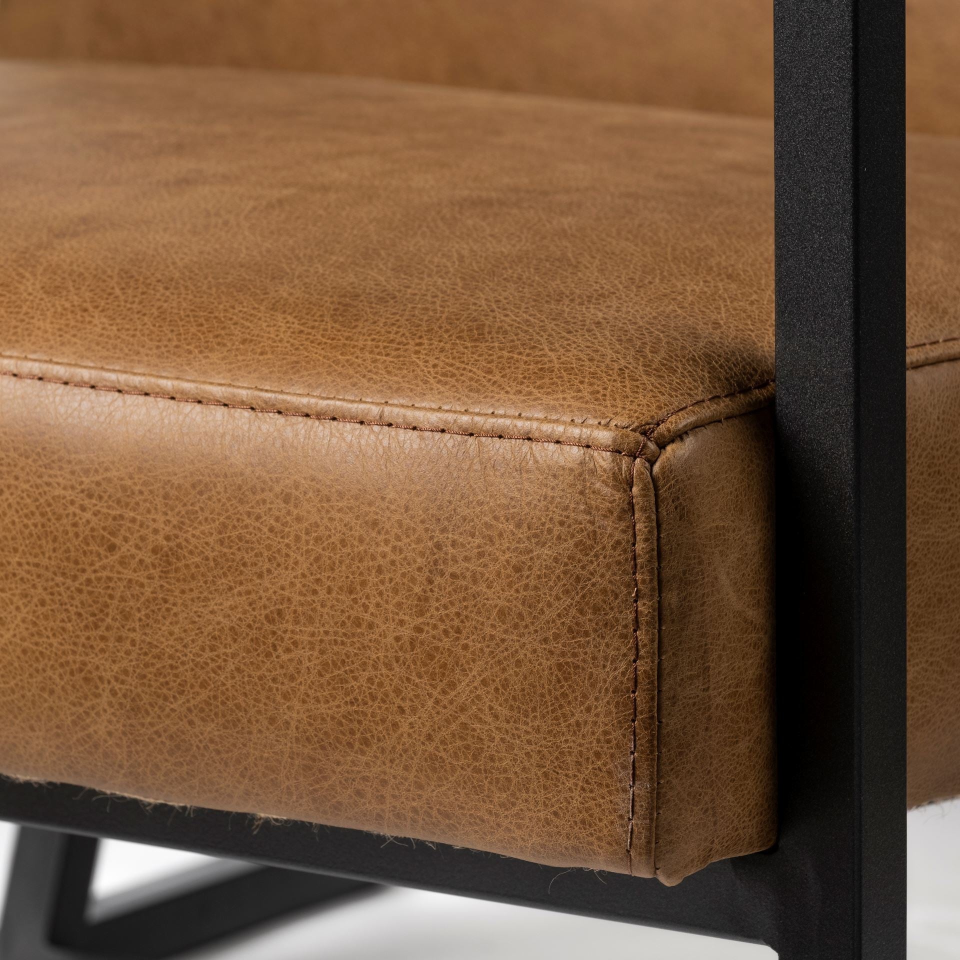 Modern Caramel Leather Accent Armchair By Homeroots | Accent Chairs | Modishstore - 7