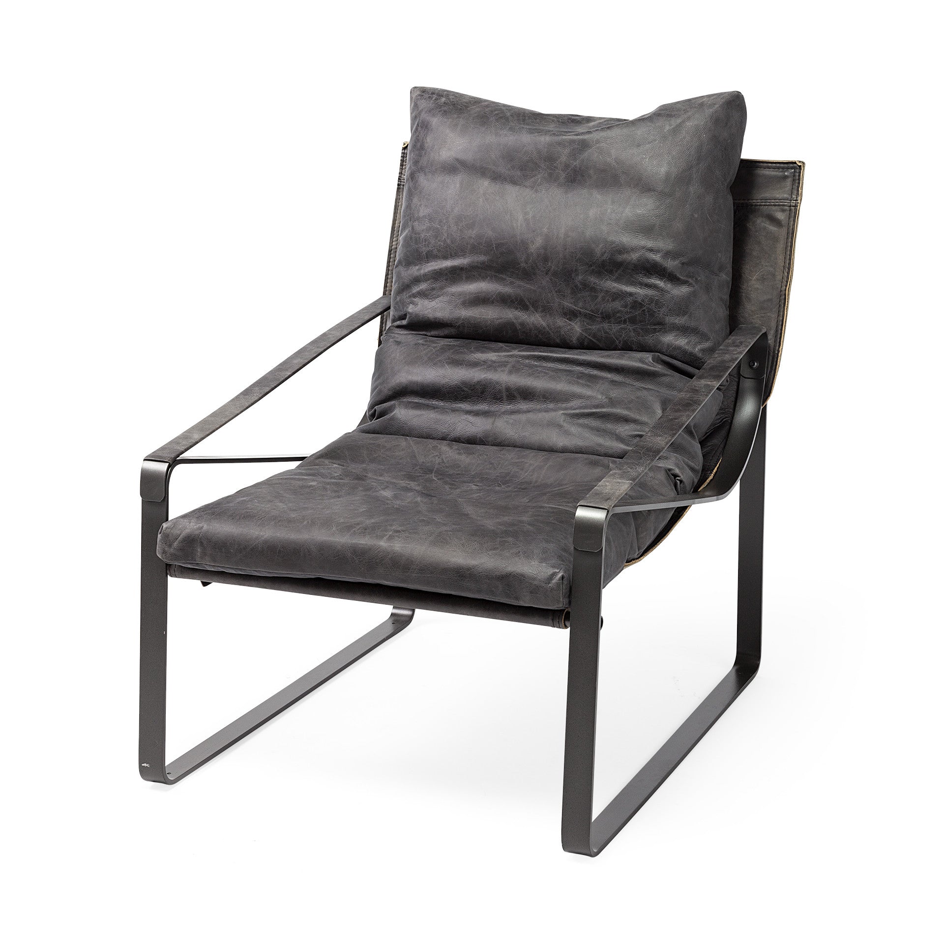 Black Leather Body Accent Chair with Metal Frame By Homeroots | Accent Chairs | Modishstore