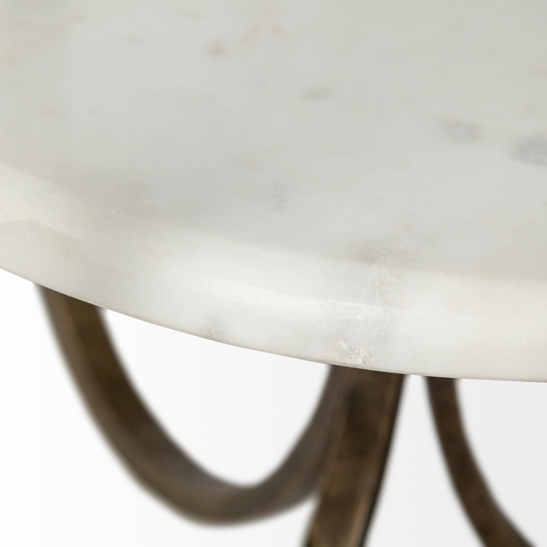 Round Glass Top Metal Side Table with Marble Shelf on Bottom By Homeroots | Side Tables | Modishstore - 5