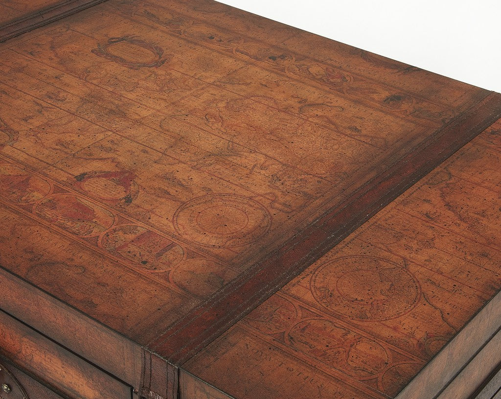 Old World Vintage Style Map Coffee Table By Homeroots | Coffee Tables | Modishstore - 7