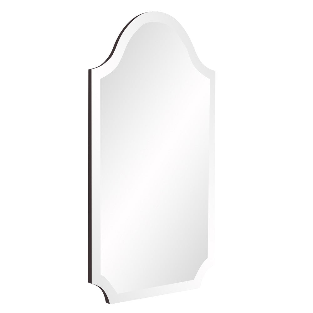 Minimalist Rectangle Arched Glass Mirror with Beveled Edge And Scalloped Corners By Homeroots | Mirrors | Modishstore - 3