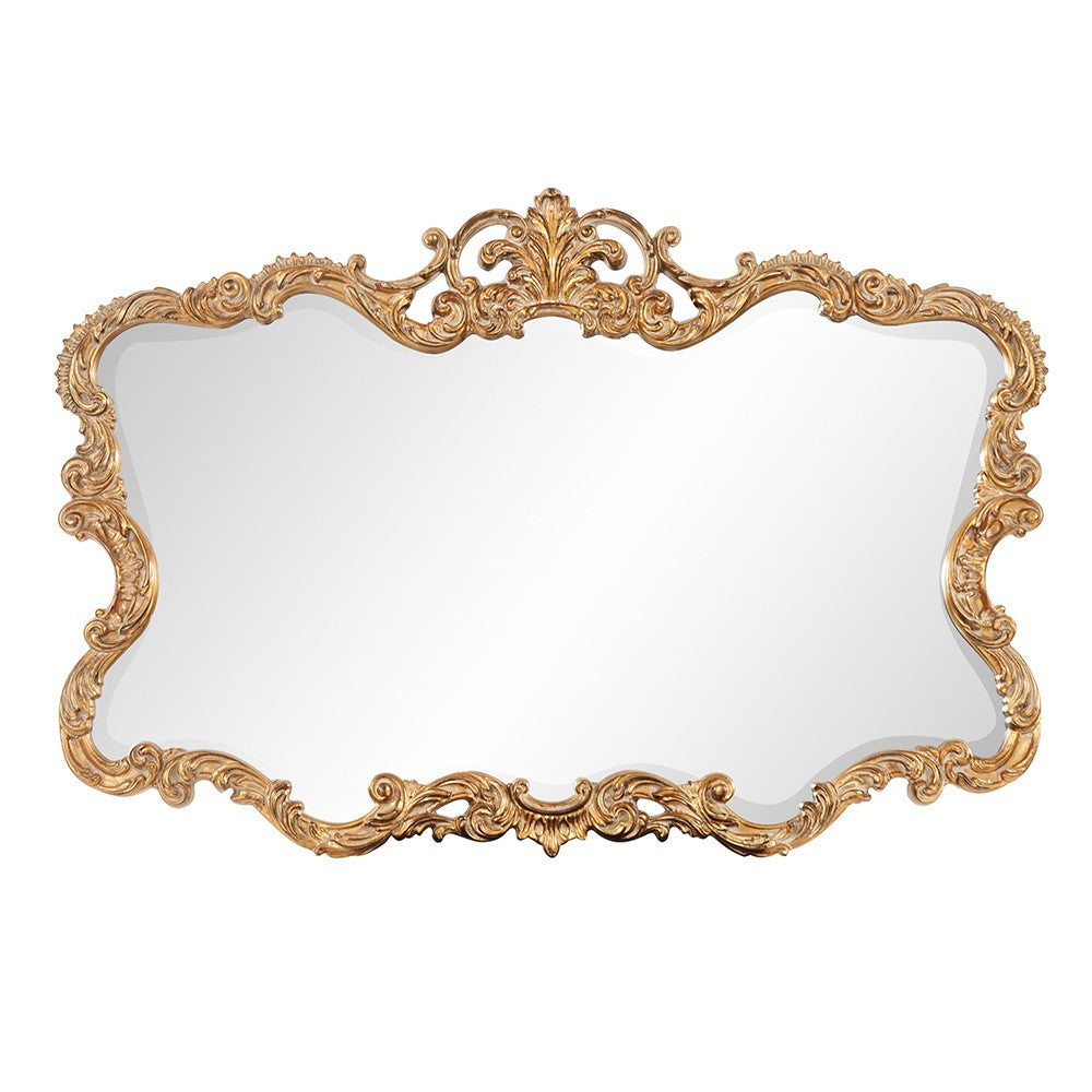 Gold Leaf Mirror with Decorative Textured Frame By Homeroots | Mirrors | Modishstore - 2