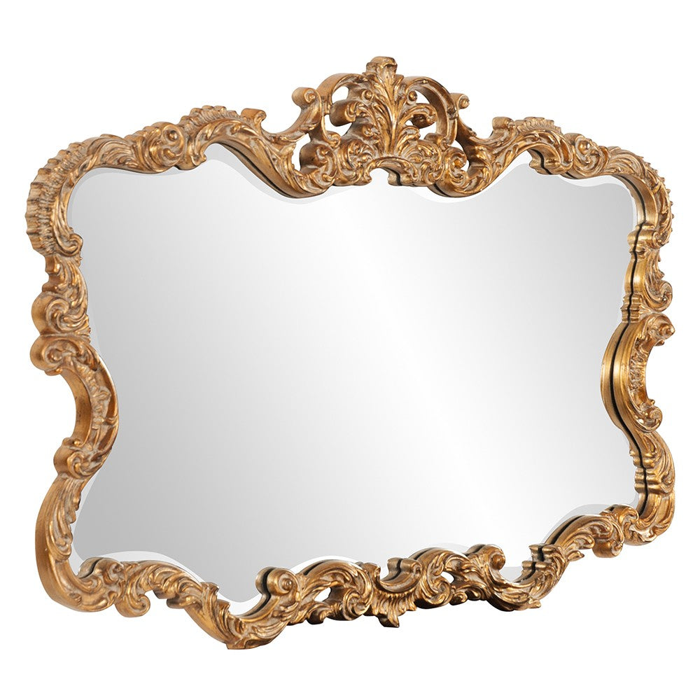 Gold Leaf Mirror with Decorative Textured Frame By Homeroots | Mirrors | Modishstore - 3