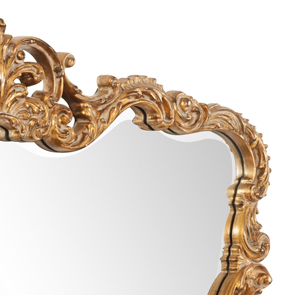 Gold Leaf Mirror with Decorative Textured Frame By Homeroots | Mirrors | Modishstore - 4