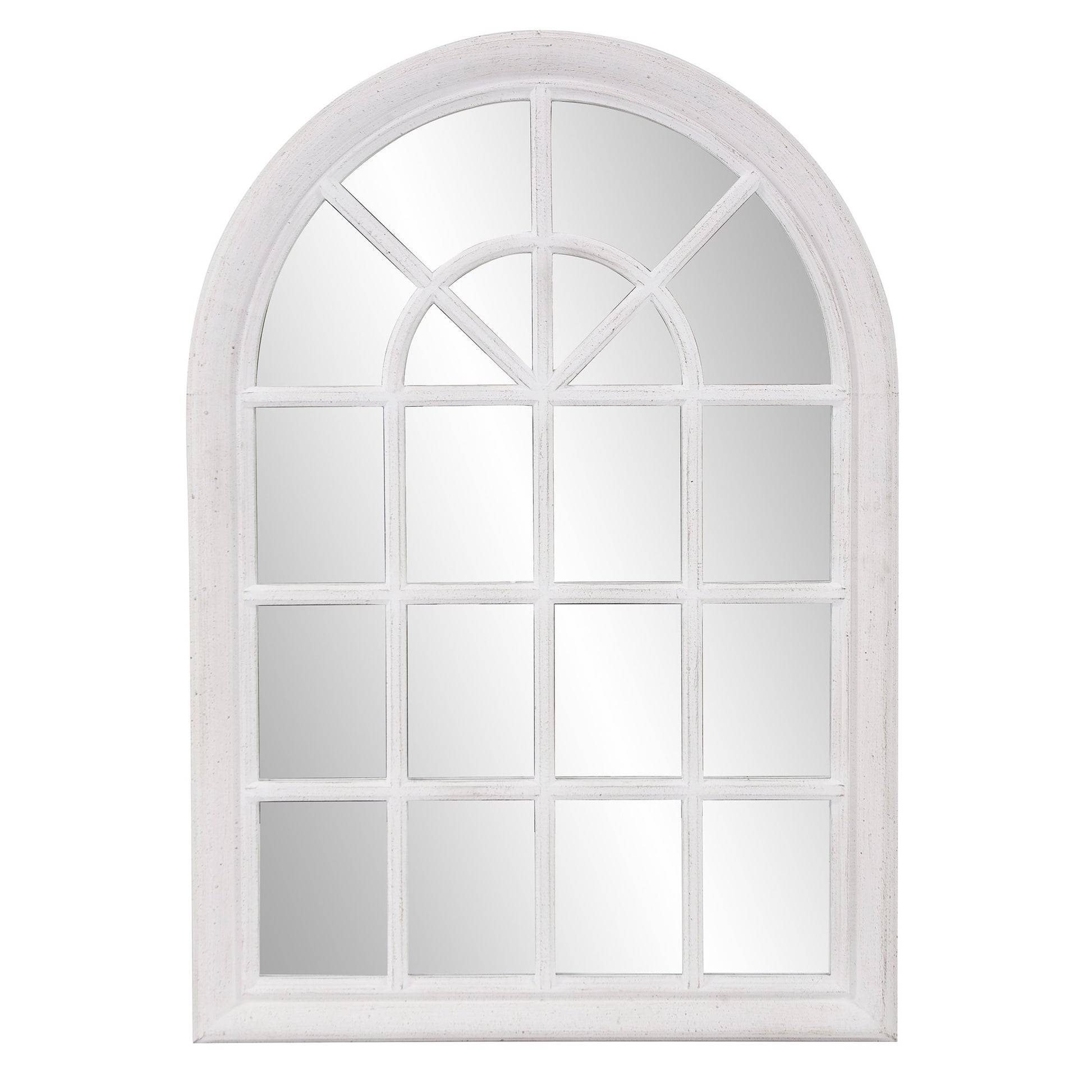 White Washed Mirror with Arched Panel Window Design By Homeroots | Mirrors | Modishstore - 2