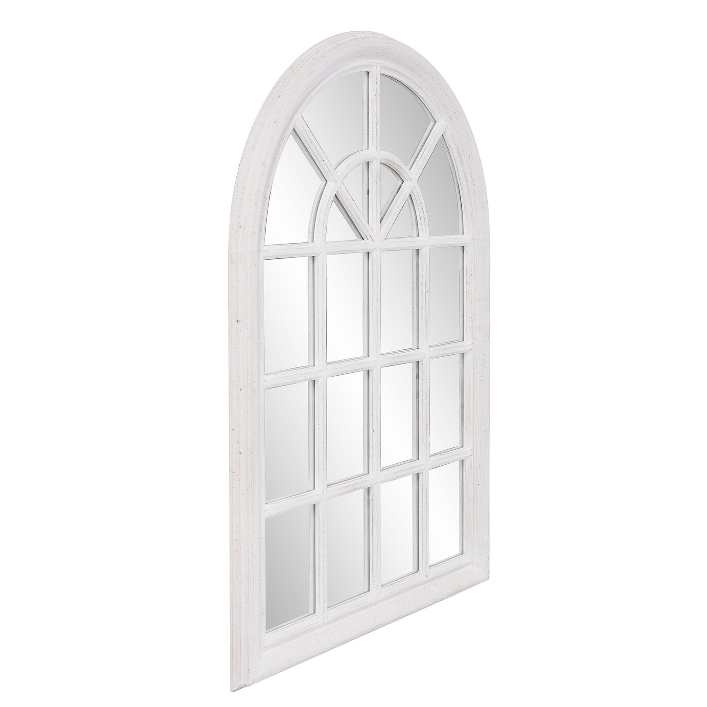 White Washed Mirror with Arched Panel Window Design By Homeroots | Mirrors | Modishstore - 3