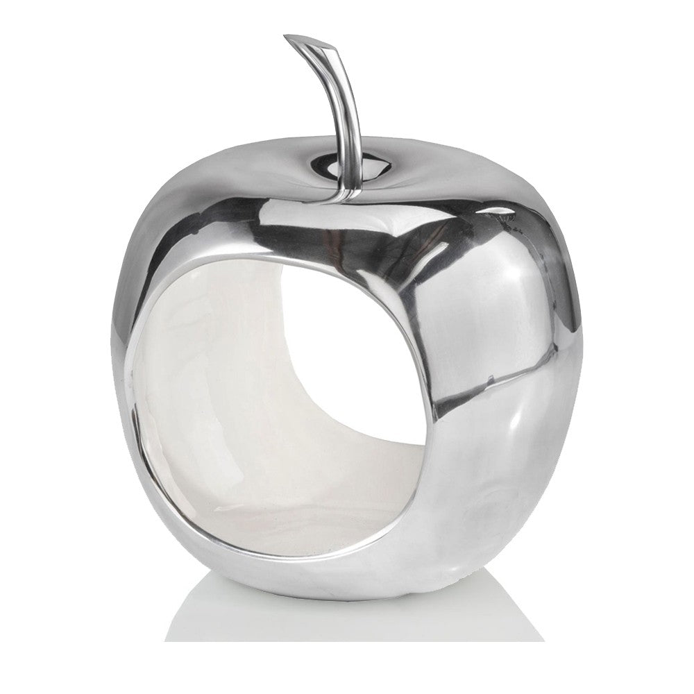 Apple Shaped Aluminum Decorative Accent Bowl By Homeroots | Trays | Modishstore - 3