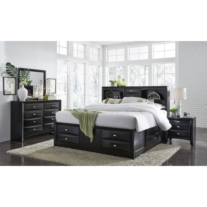 Black Veneer King Bed With Bookcase Headboard 10 Drawers By Homeroots | Beds | Modishstore