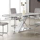 Elegant Marble Glass Top Dining Table With X Base Stainless Steel Accents By Homeroots | Dining Tables | Modishstore - 4