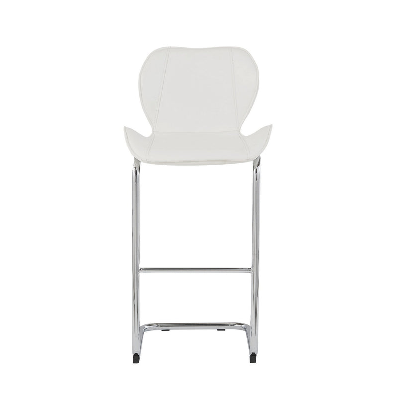 Set Of 4 Modern White Barstools With Chrome Legs By Homeroots | Bar Stools | Modishstore