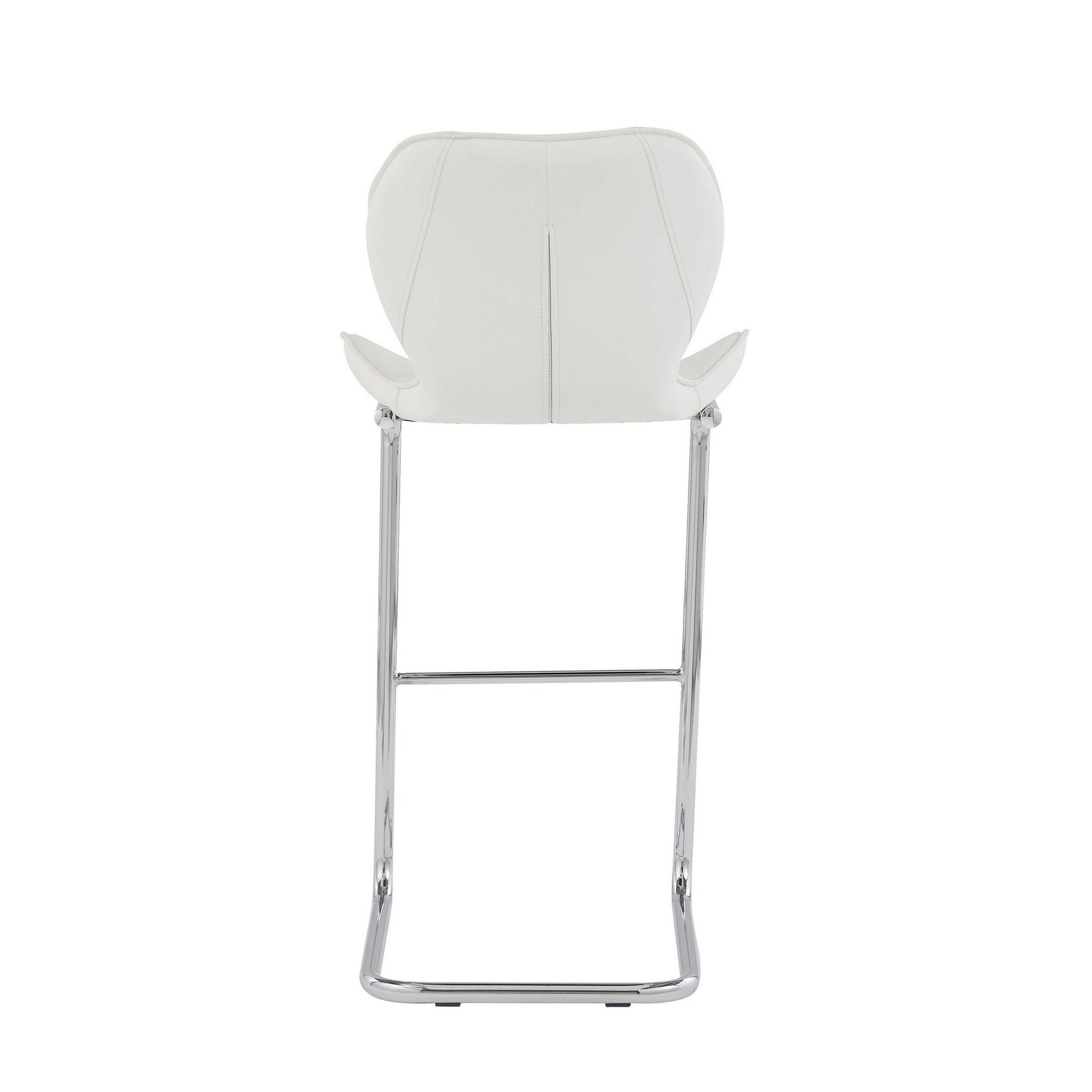 Set Of 4 Modern White Barstools With Chrome Legs By Homeroots | Bar Stools | Modishstore - 4