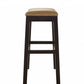 25" Espresso and Carmel Saddle Style Counter Height Bar Stool By Homeroots