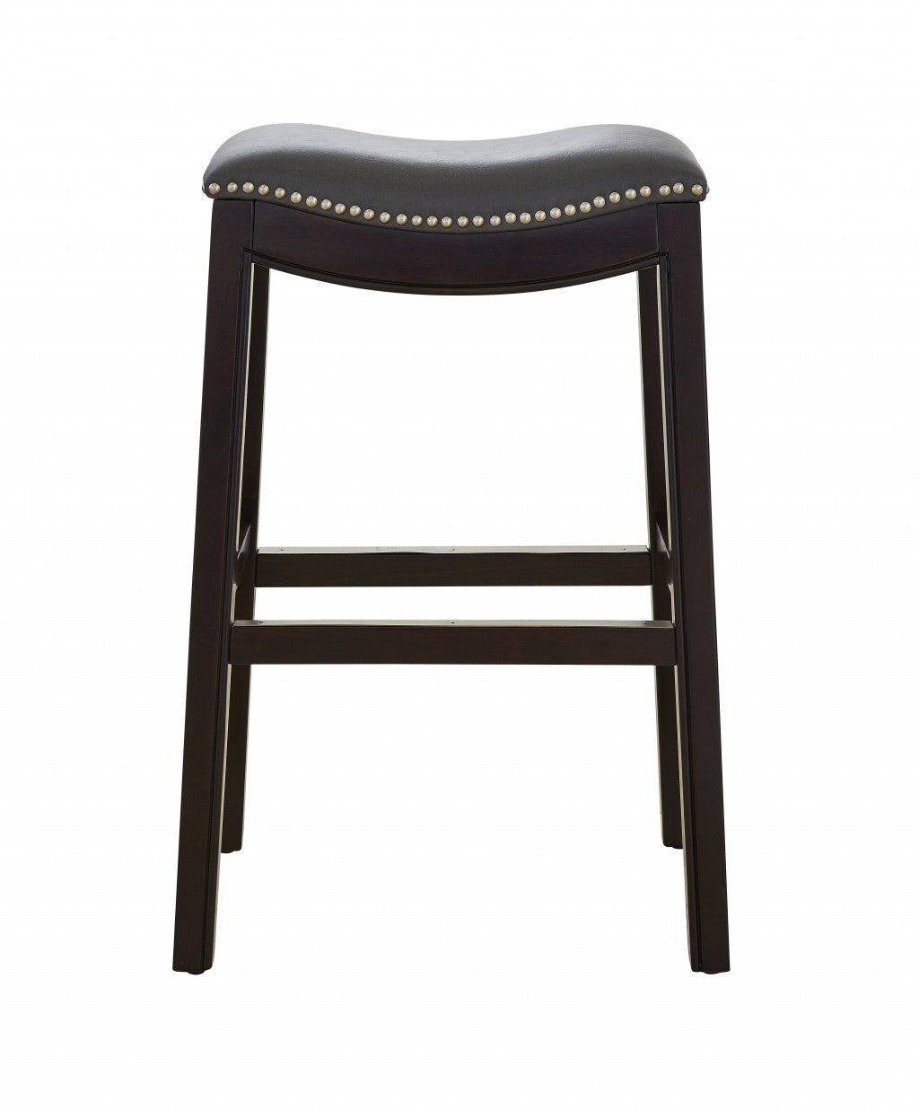 30" Espresso and Gray Saddle Style Counter Height Bar Stool By Homeroots