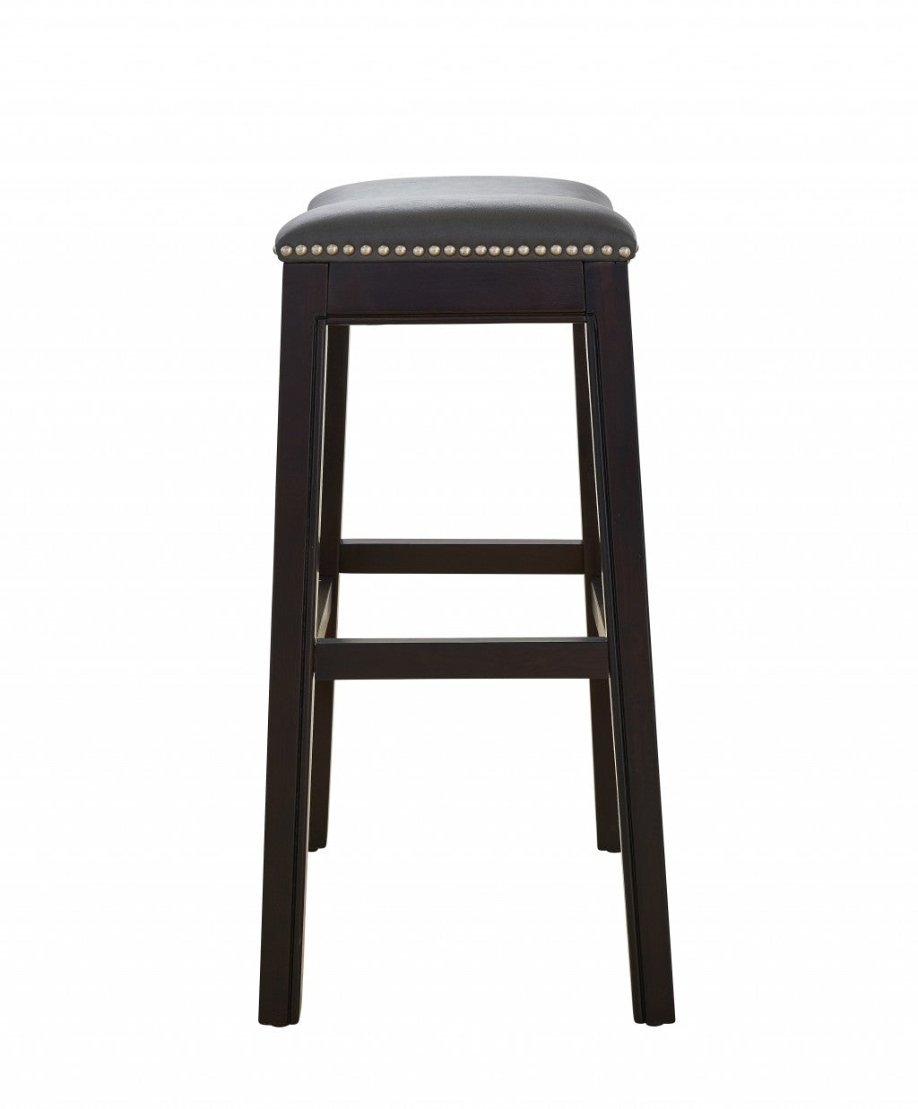 25" Espresso and Gray Saddle Style Counter Height Bar Stool By Homeroots | Bar Stools | Modishstore - 2