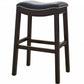 30" Espresso and Black Saddle Style Counter Height Bar Stool By Homeroots