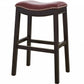 30" Espresso and Red Saddle Style Counter Height Bar Stool By Homeroots