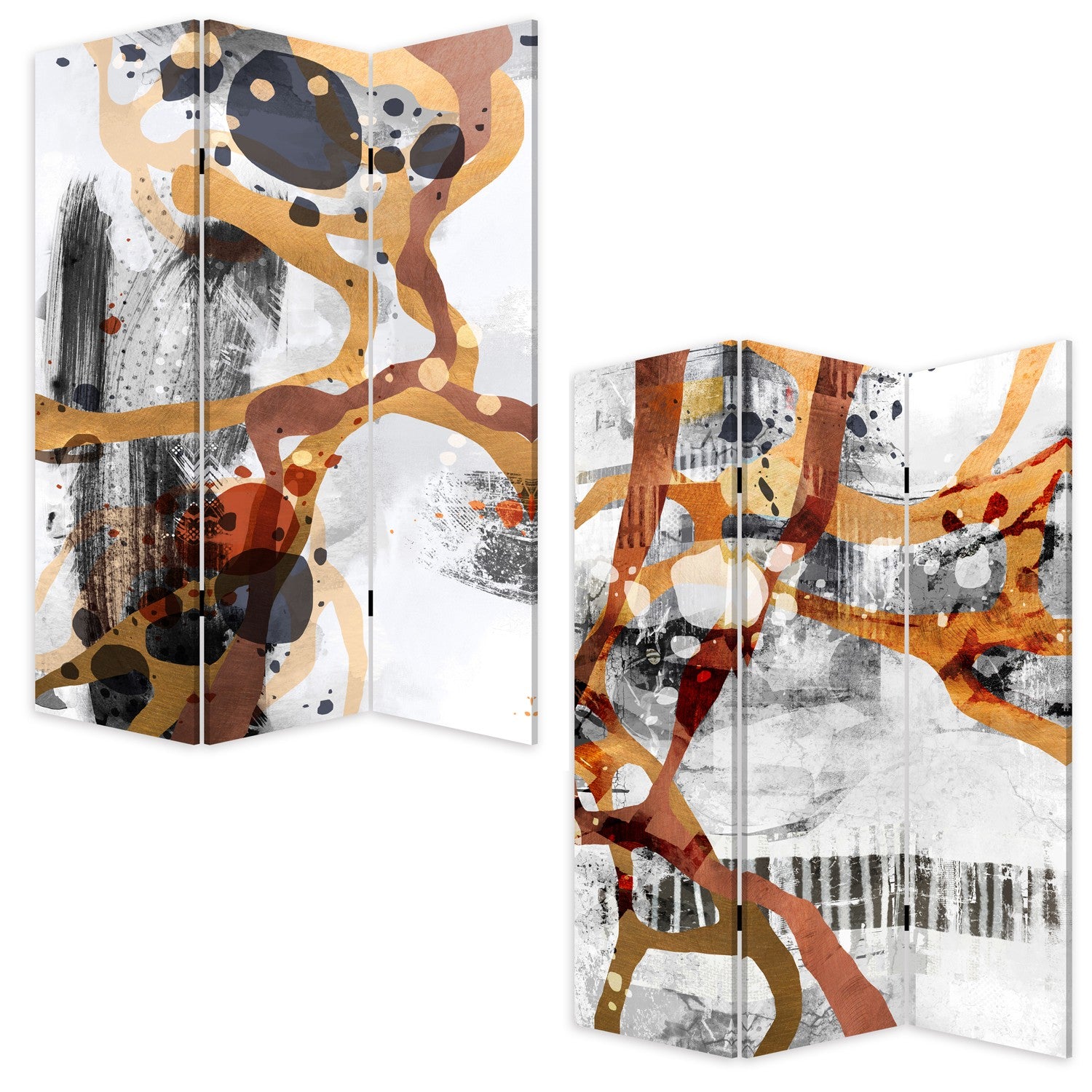 Contemporary Abstract Art Three Panel Room Divider Screen By Homeroots | Room Dividers | Modishstore - 4