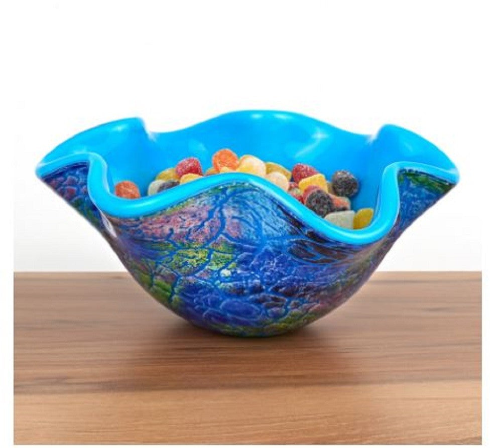 Abstract Multi Color Glass Centerpiece Bowl By Homeroots | Sculptures | Modishstore