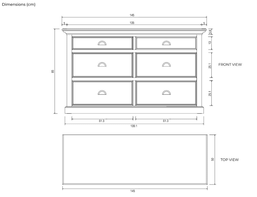 Modern Farmhouse White Six Drawer Dresser By Homeroots | Cabinets | Modishstore - 7