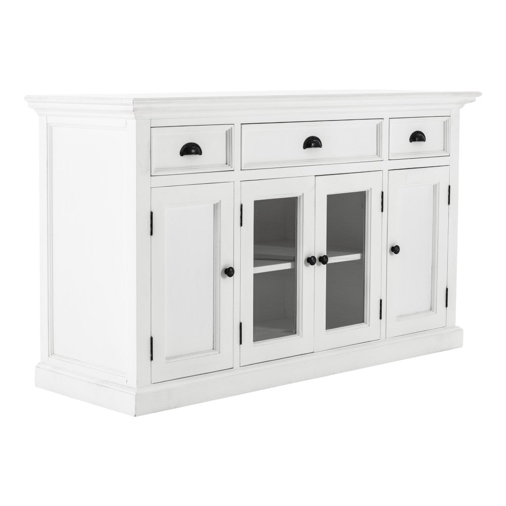 White Accent Cabinet With Glass Doors By Homeroots | Cabinets | Modishstore - 2