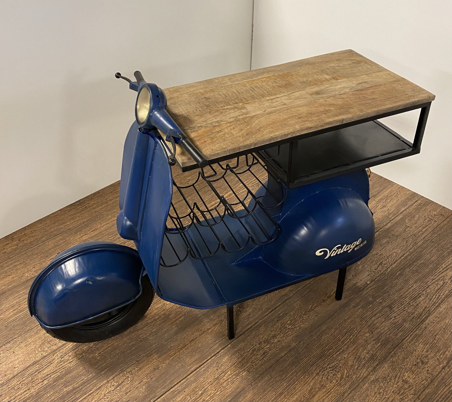 Vintage Blue Scooter Bar Cart By Homeroots | Bar Carts | Modishstore - 3