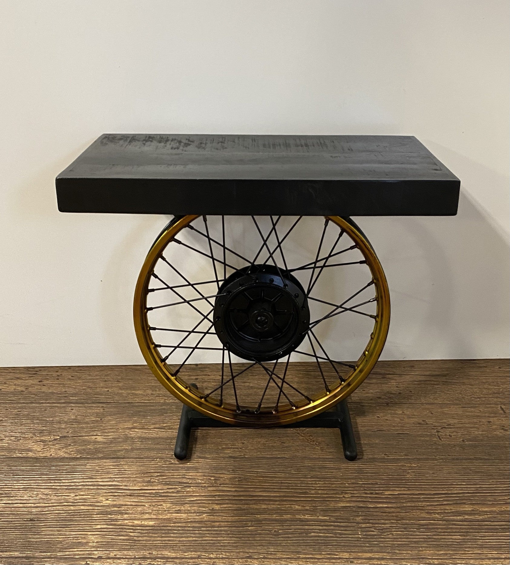 Black and Gold Wheel Accent Table By Homeroots | Side Tables | Modishstore - 3