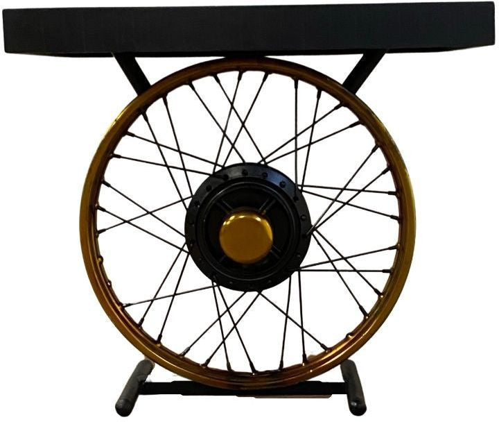 Black and Gold Wheel Accent Table By Homeroots | Side Tables | Modishstore