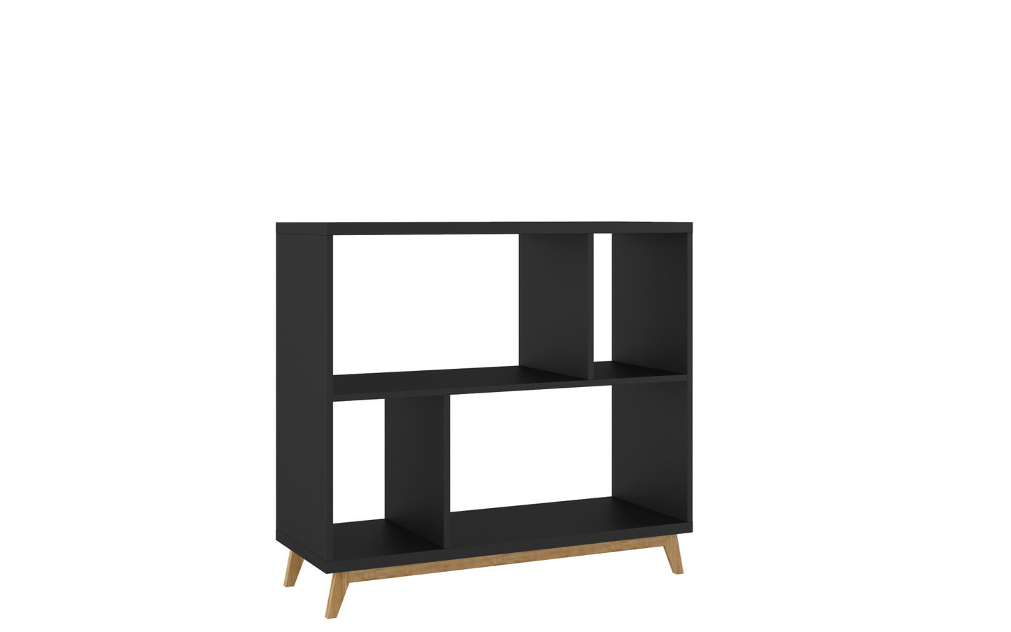 Modern Black and Natural Bookcase By Homeroots | Desks | Modishstore - 4