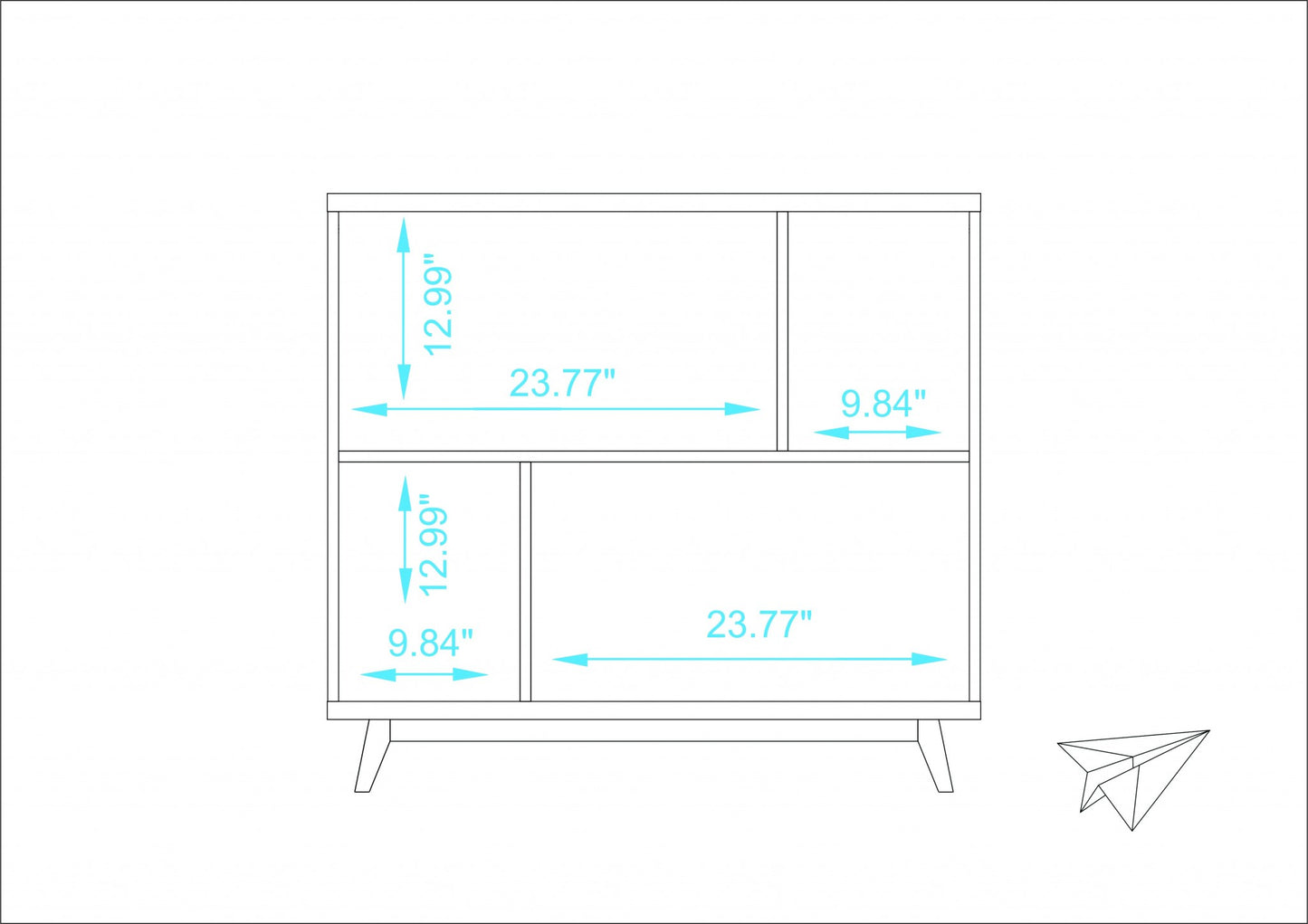 Modern Black and Natural Bookcase By Homeroots | Desks | Modishstore - 7