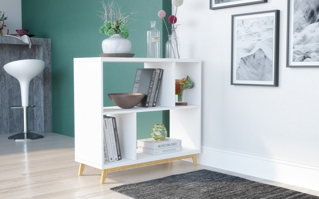 Modern Black and Natural Bookcase By Homeroots | Desks | Modishstore - 9