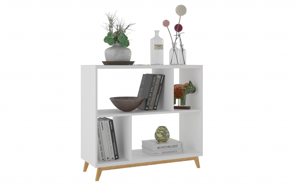 Modern Black and Natural Bookcase By Homeroots | Desks | Modishstore - 10