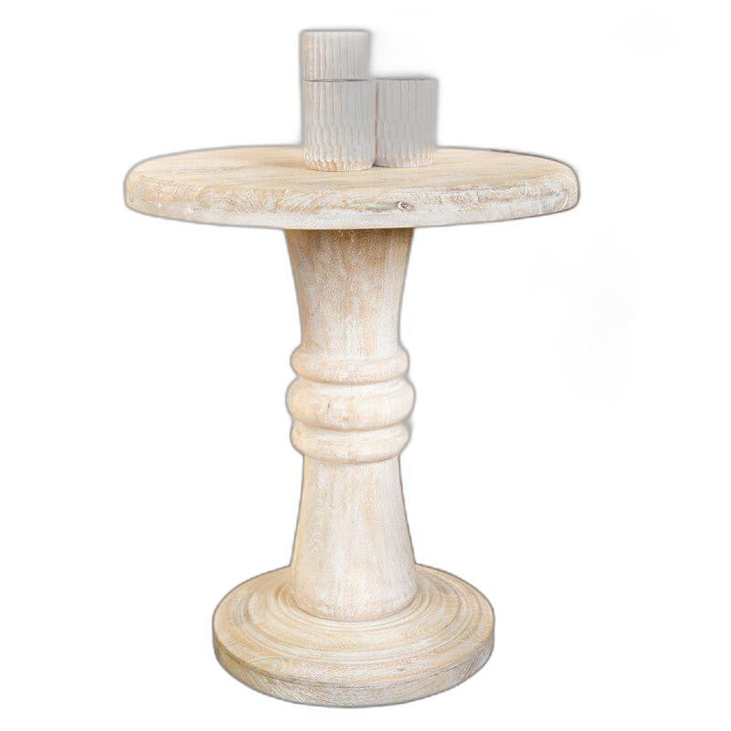 Rustic Natural Turned Pedestal End Table By Homeroots | End Tables | Modishstore